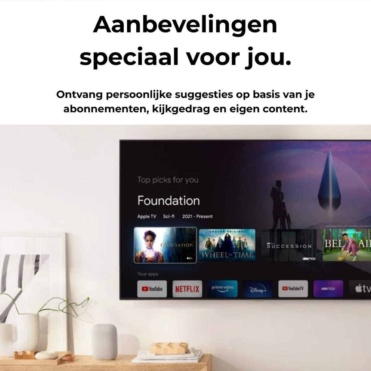 Google TV interface op tv